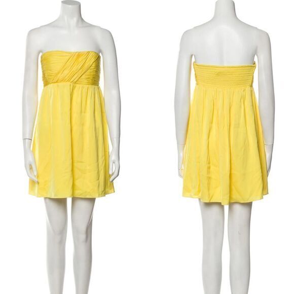 NEW‎ Alice + Olivia 100% Silk A-Line Mini Dress, Yellow, Large - Picture 1 of 14
